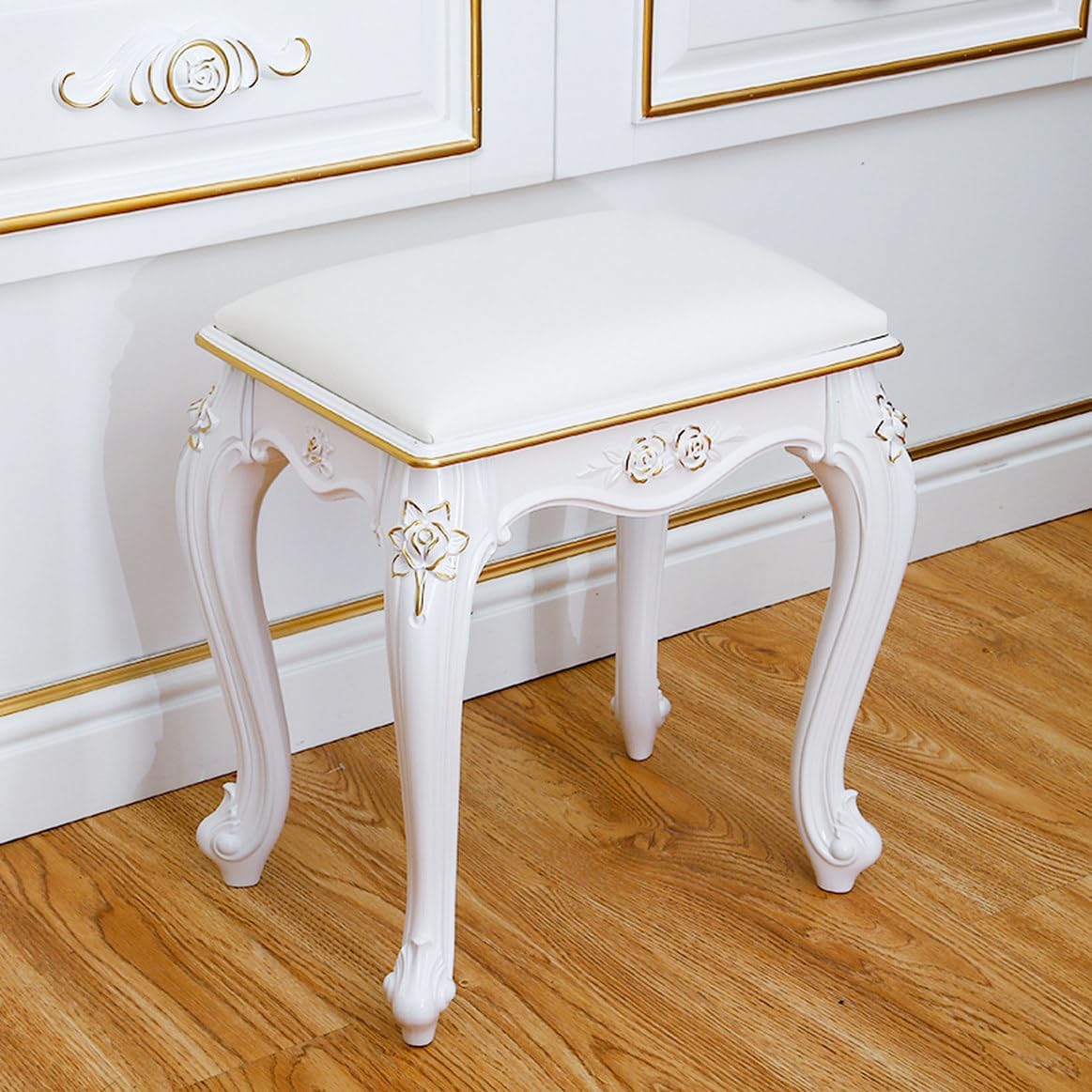 ホワイト 猫脚スツール ロココ調 2024 アンティーク ホワイト 猫脚